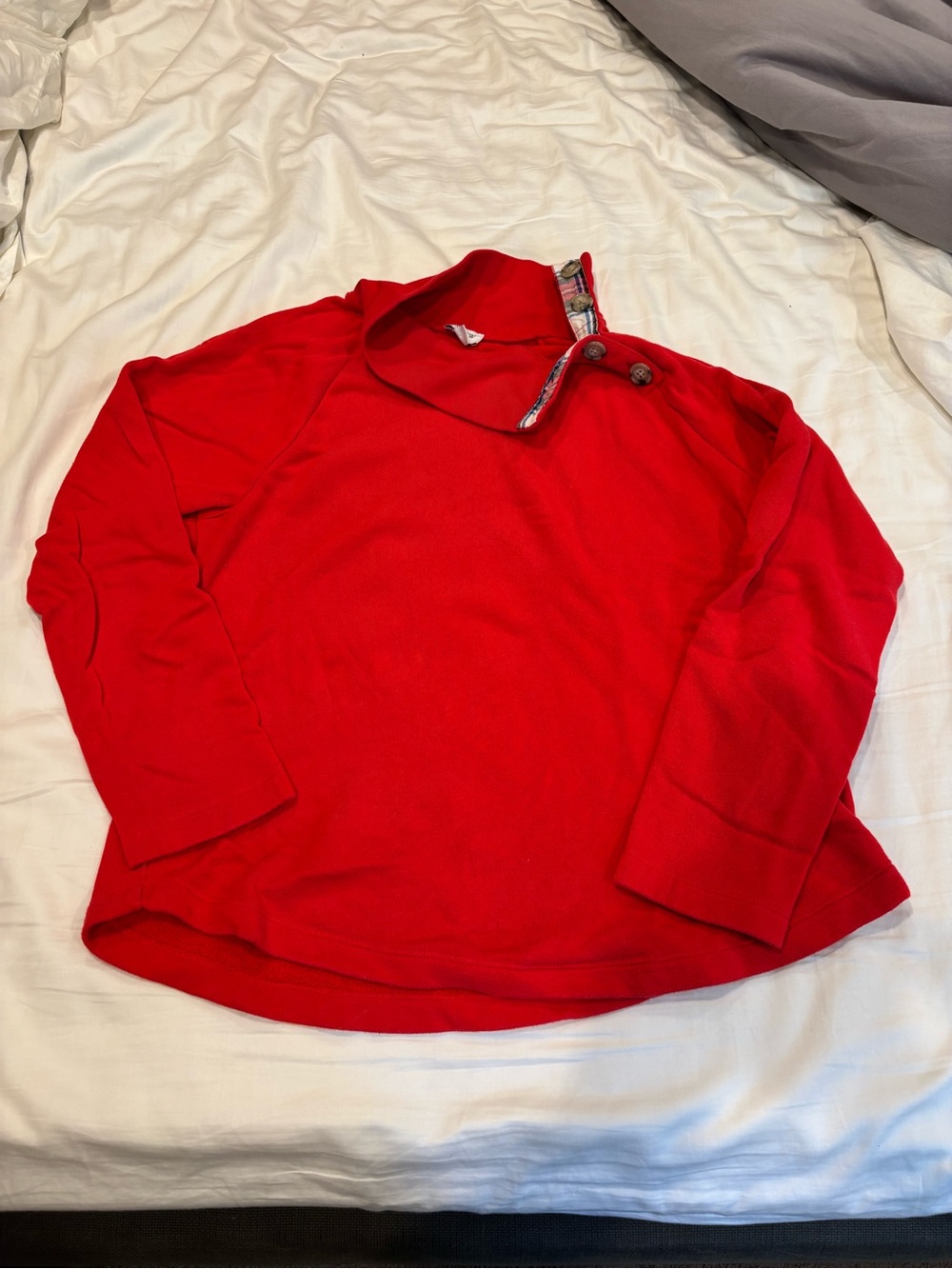 J. Crew Red Button Funnel Neck Pullover Sweater